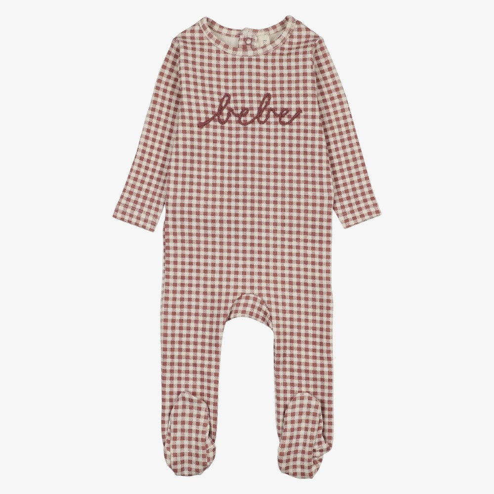 Gingham Bebe Footie  - Mauve