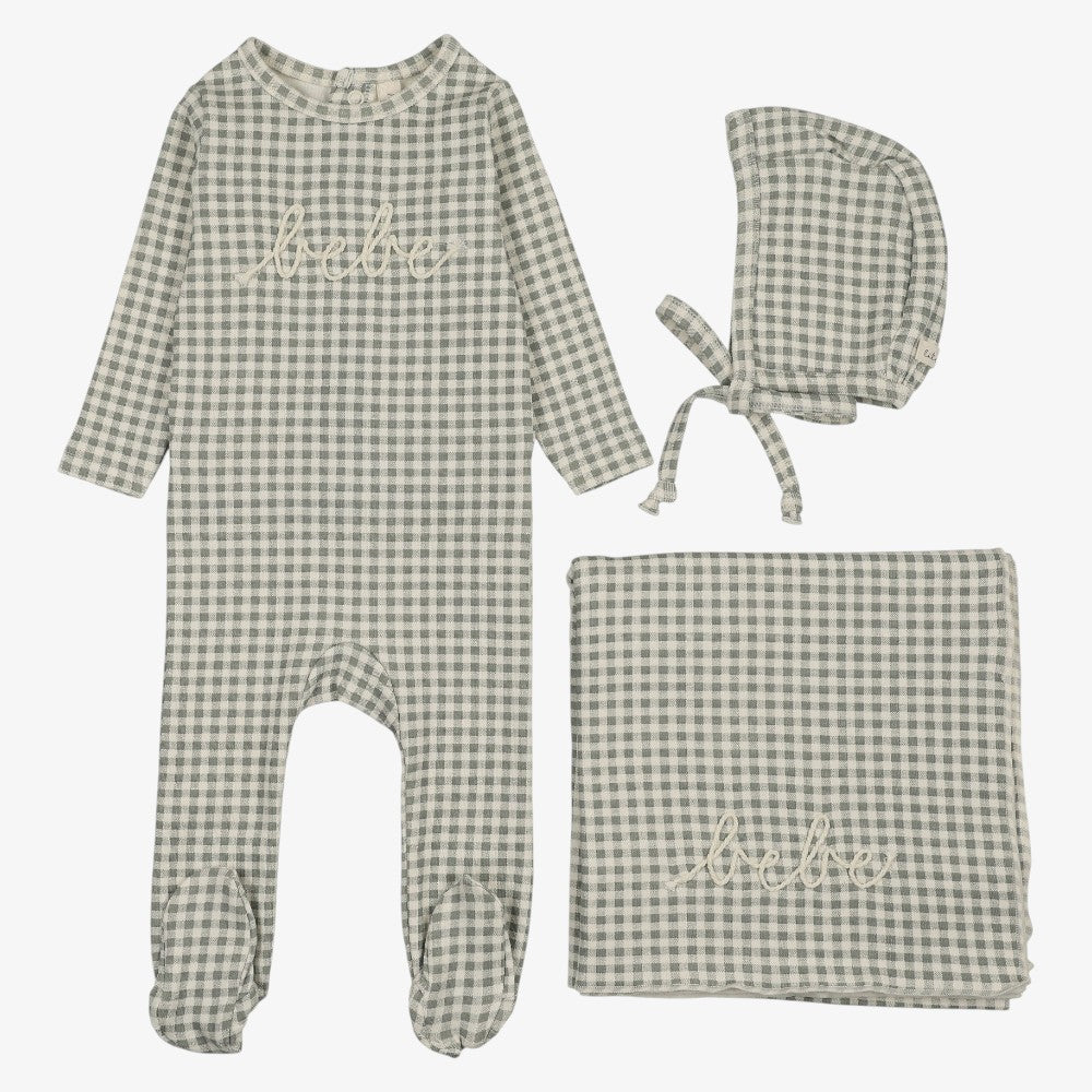 Gingham Bebe Take Me Home Set - Pale Blue