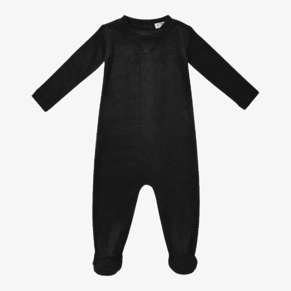 Rib Velour Footie - Black