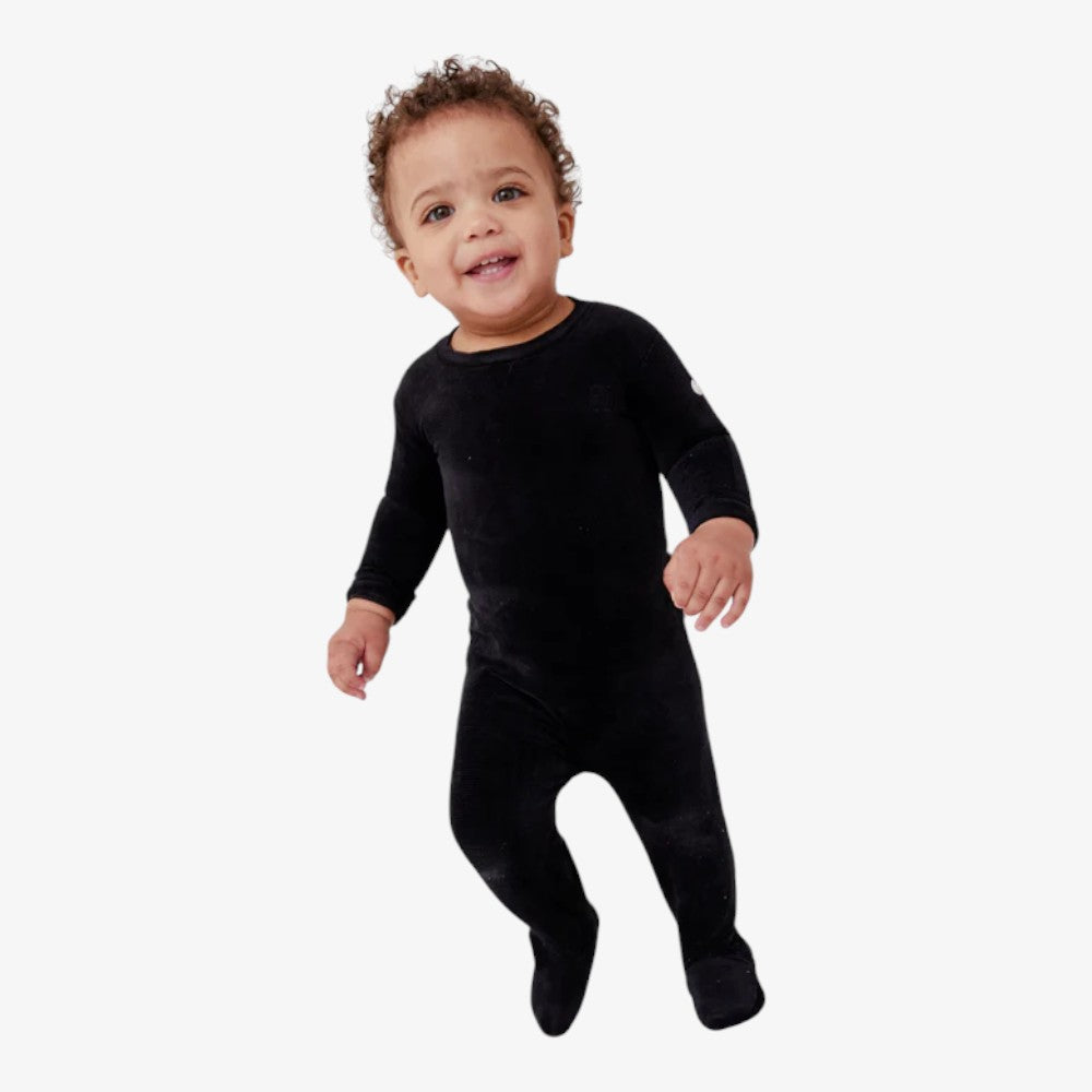 Rib Velour Footie - Black