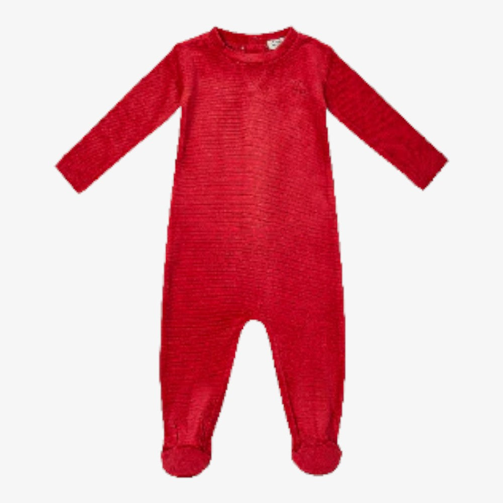 Rib Velour Footie - Red