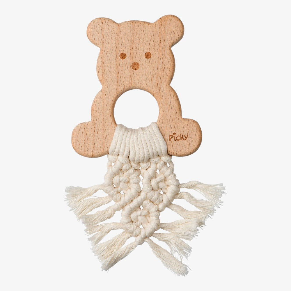 Macrame Teddy Bear Teether - Milk/off White