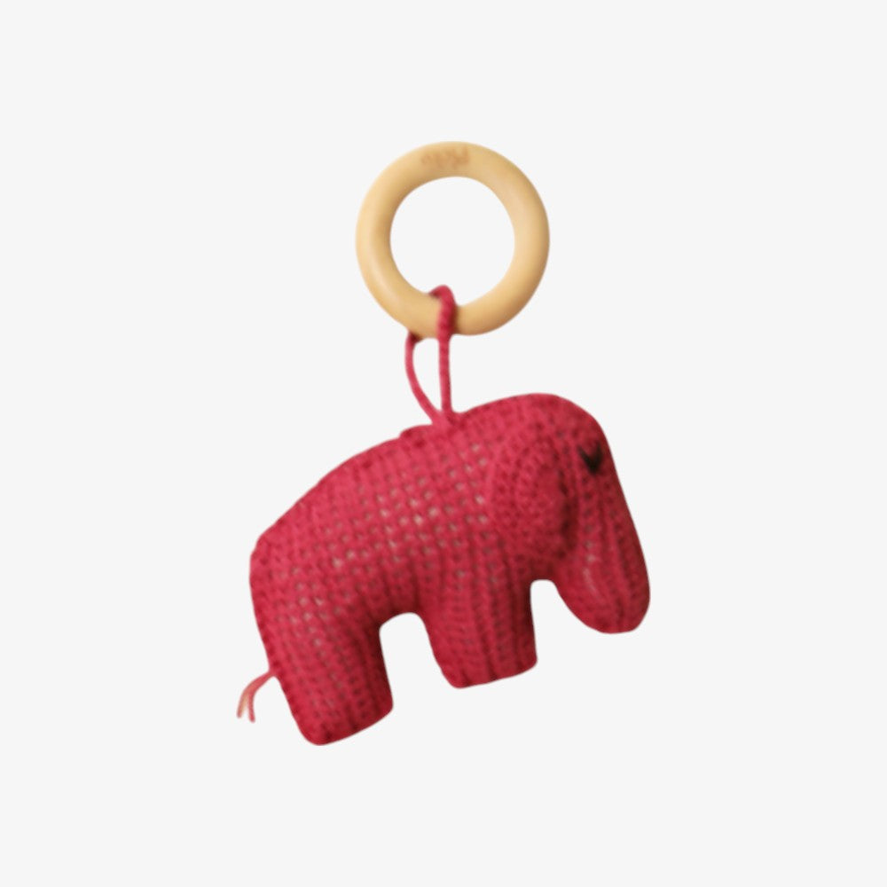 Elephant Rattle Teether - Burgandy