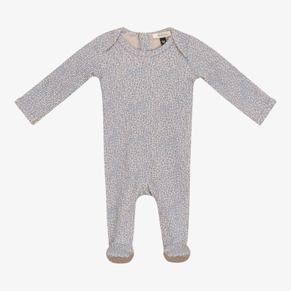 Printed Footie - Beige&blue