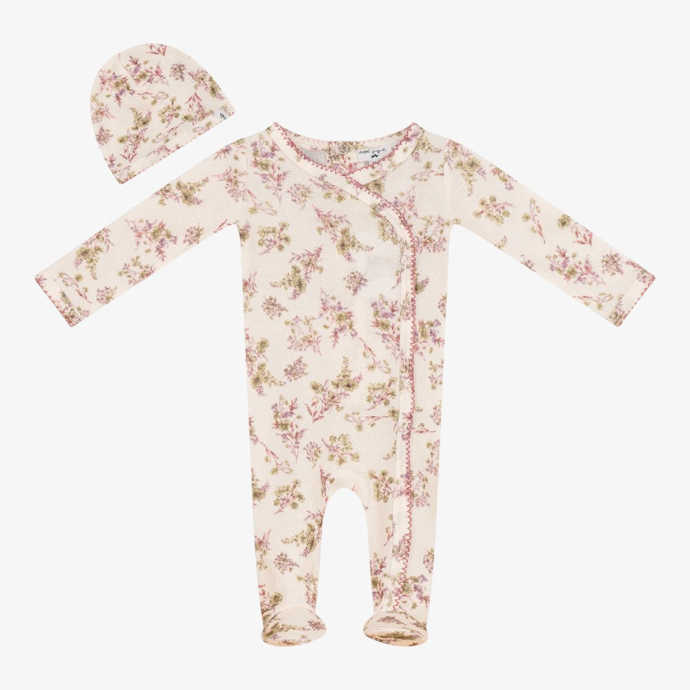 Floral Footie And Hat - Off White&amp;rose