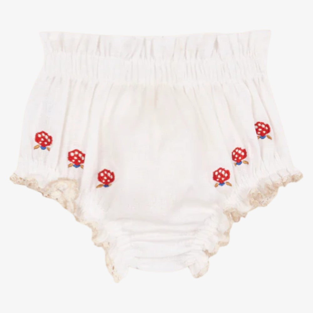 Embroidered Blouse And Bloomer - White