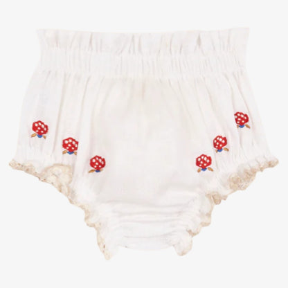 Embroidered Blouse And Bloomer - White