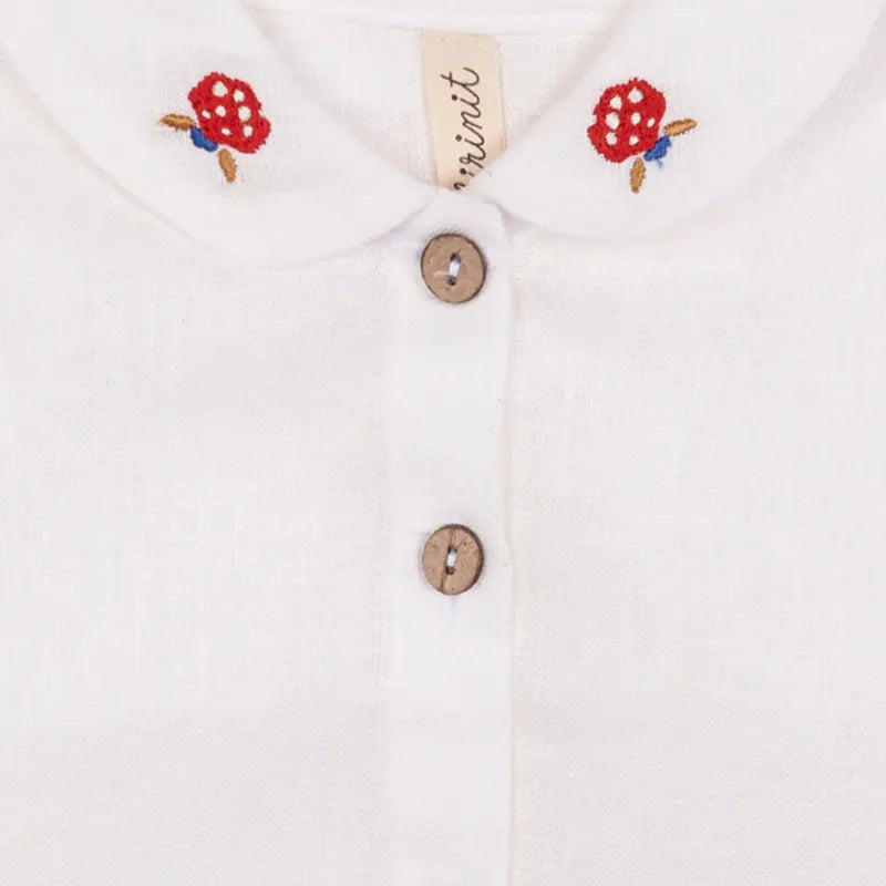 Embroidered Blouse And Bloomer - White