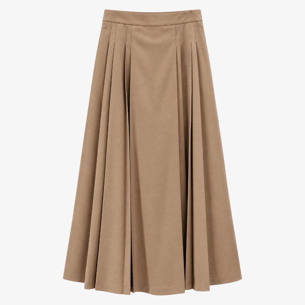 Pleat Midi Skirt - Beige