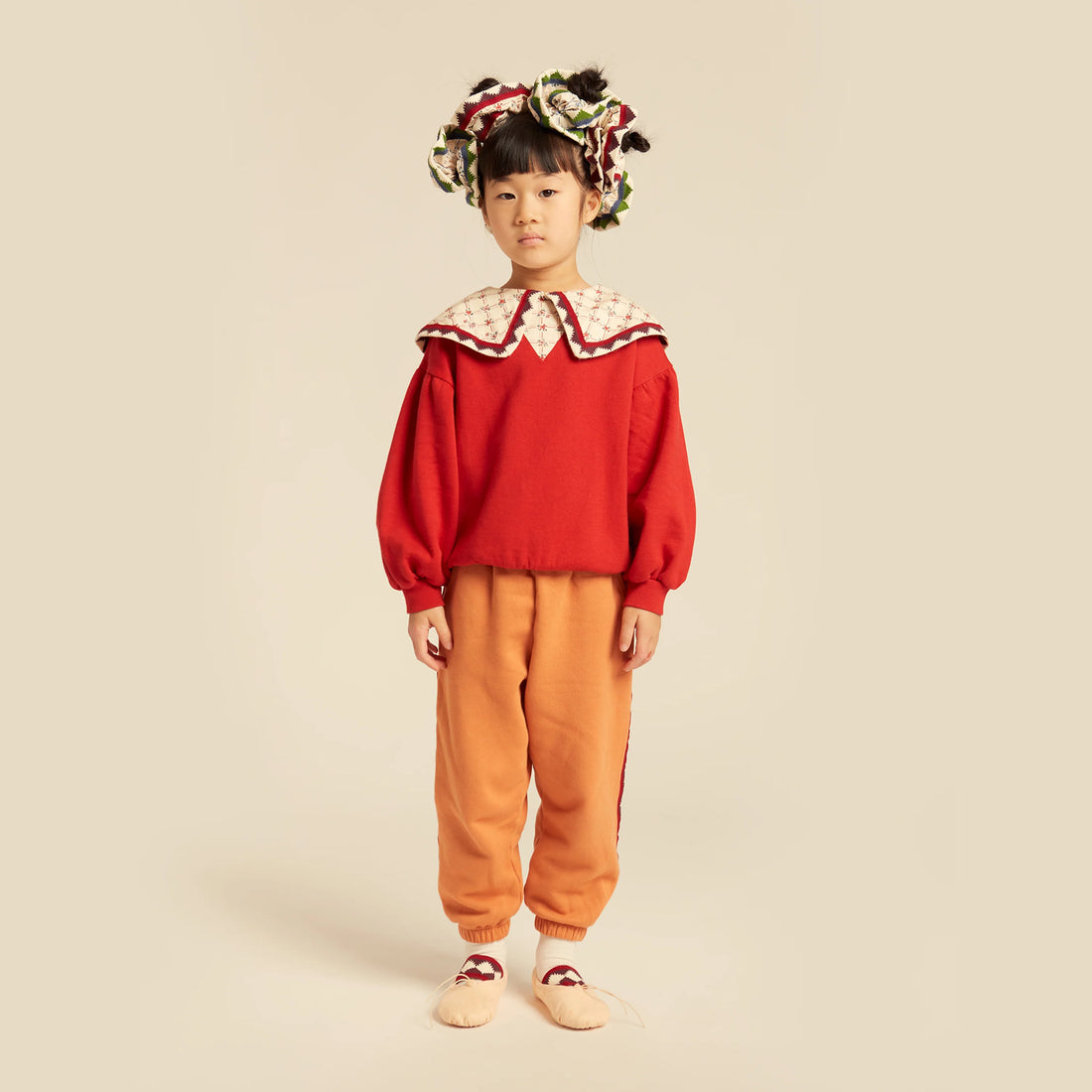 Adele Collar Sweatshirt - Deep Red