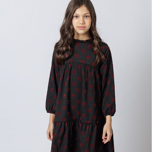 Wool Bow Dresss - Black