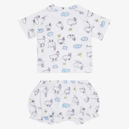 Printed 2 Piece Set - White