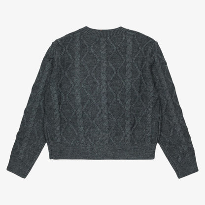Flower Cable Cardigan - Grey