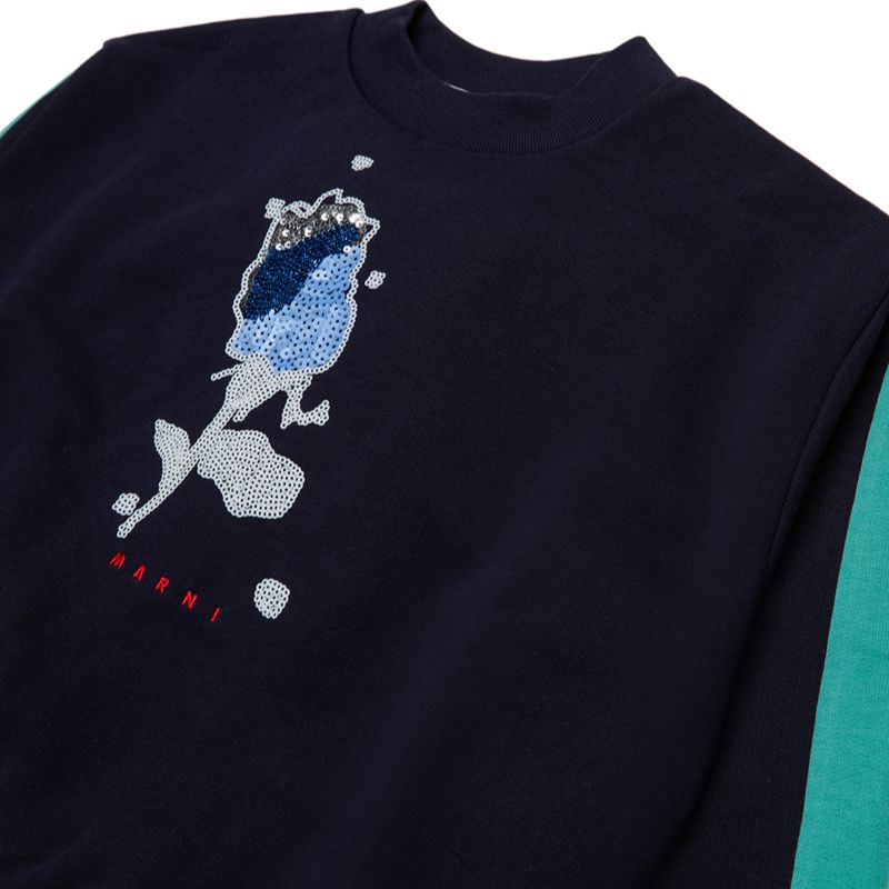 Contrast Sleeve Sweatshirt - Navy