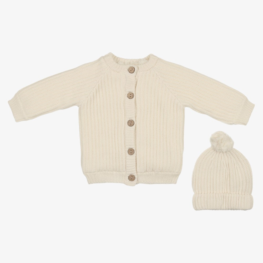 Knit Jacket And Hat - Cream