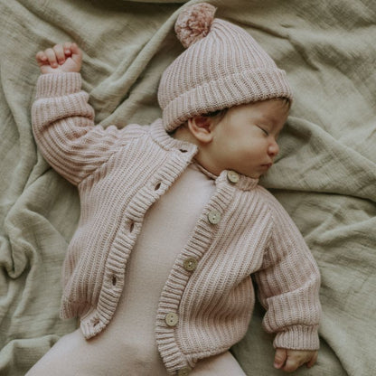 Knit Jacket And Hat - Taupe