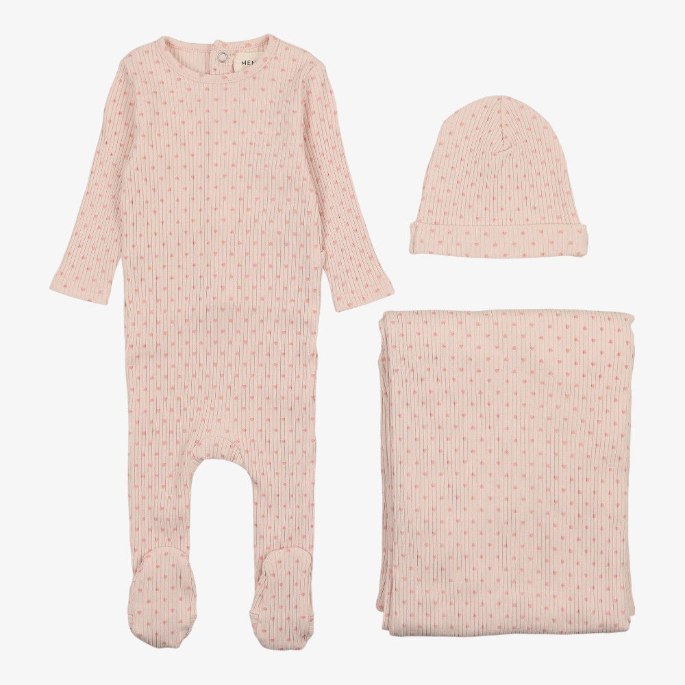 Heart Textured Take Me Home Set - Pink-rose