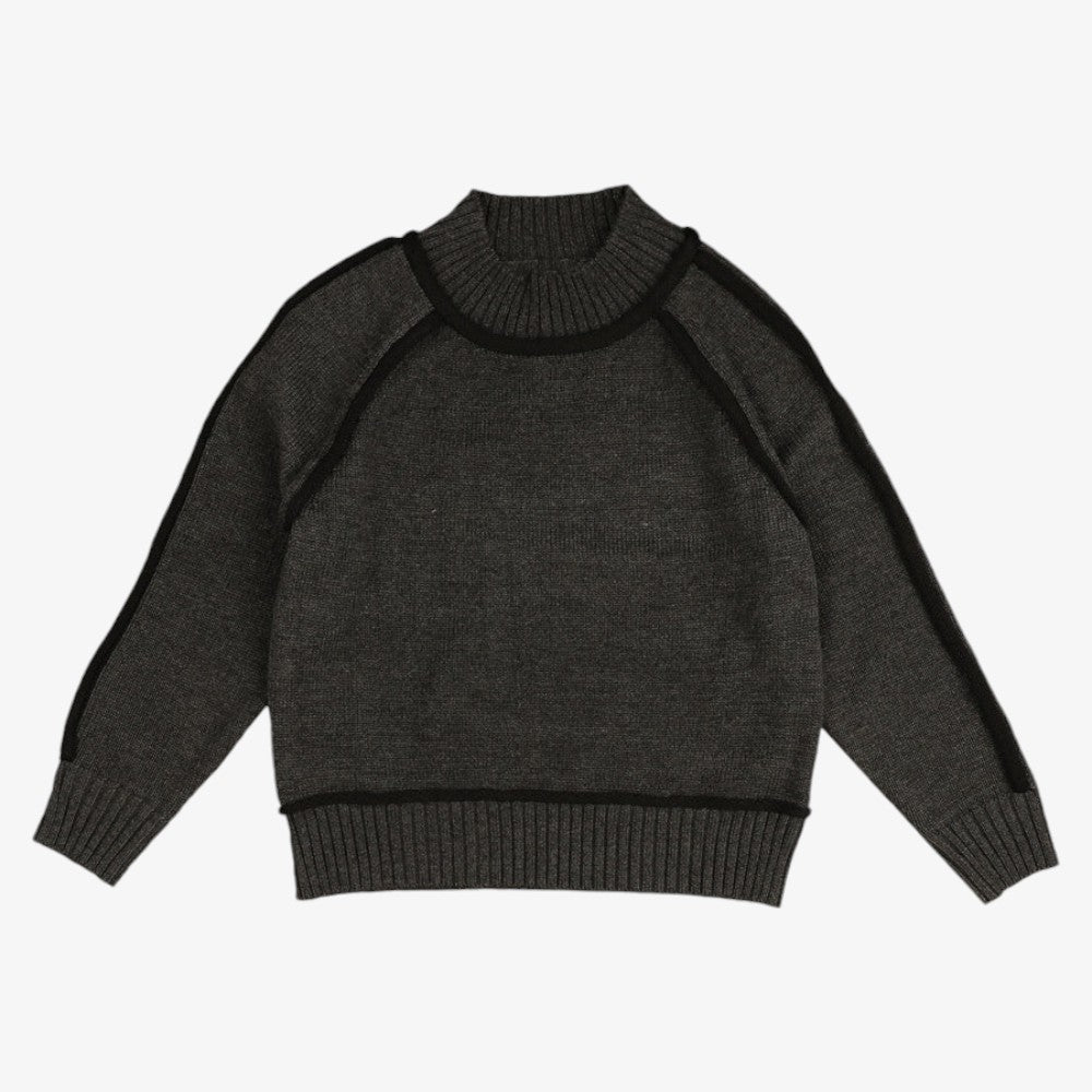 Trim Knit Sweater - Charcoal