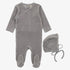 Velour Side Snap Footie And Bonnet - Light Blue
