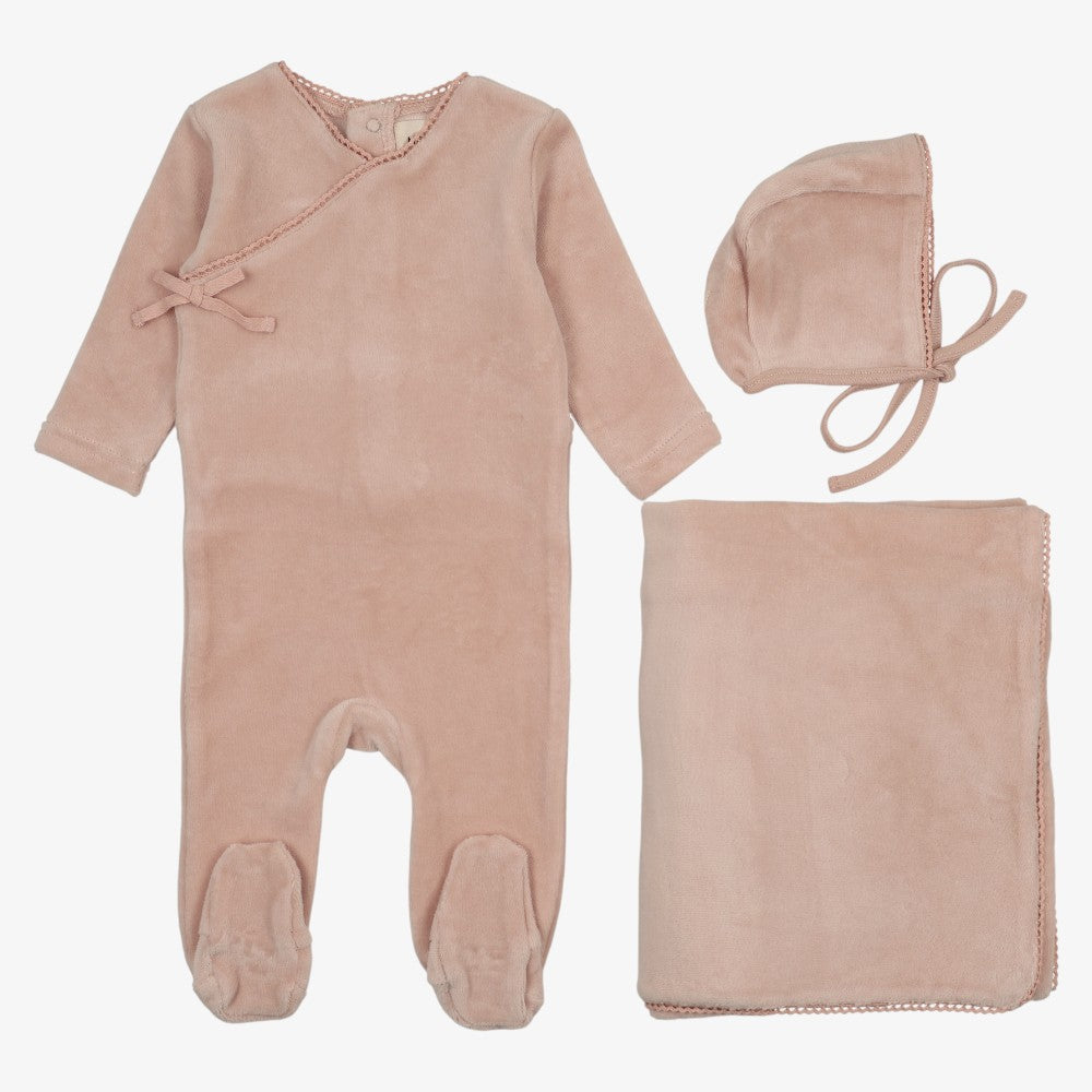 Velour Side Snap Take Me Home Set - Soft Pink