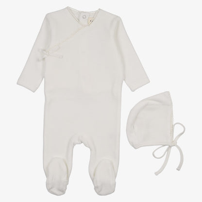 Velour Side Snap Take Me Home Set - Winter White