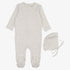 Velour Cherry Footie And Bonnet - Pink