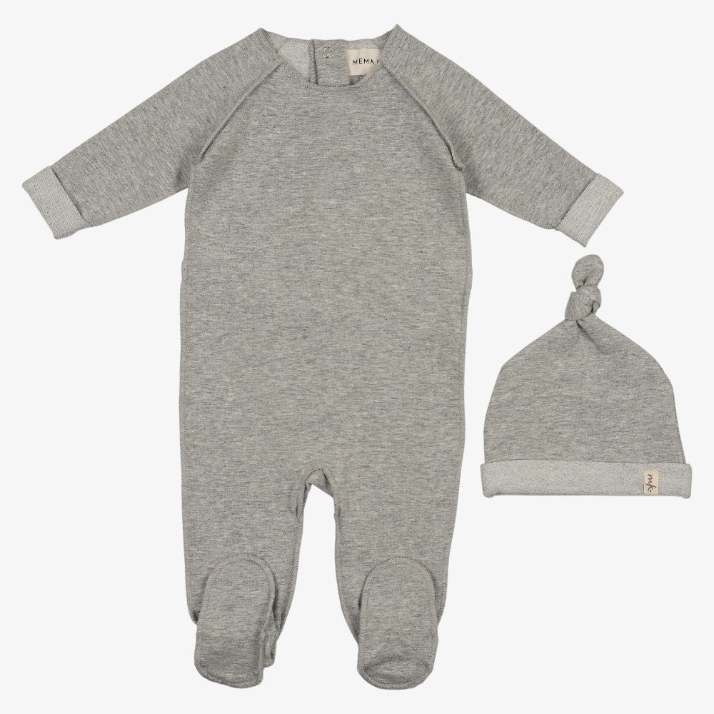Terry Footie And Beanie - Grey Melange