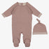 Terry Footie And Beanie - Mauve Pink Melange