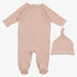 Terry Footie And Beanie - Soft Pink Melange