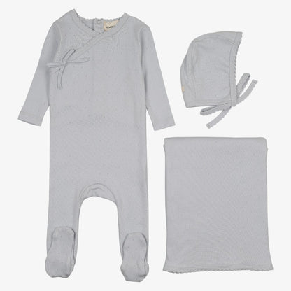Pointelle Scallop Edge Take Me Home Set - Light Blue