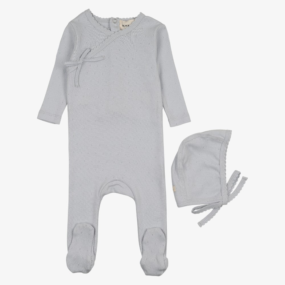 Pointelle Scallop Edge Take Me Home Set - Light Blue