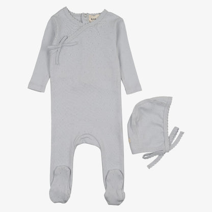 Pointelle Scallop Edge Take Me Home Set - Light Blue