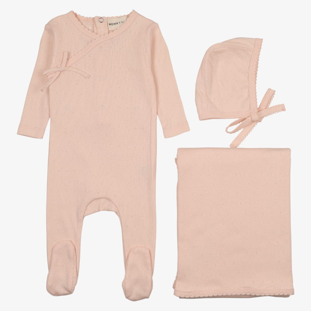 Pointelle Scallop Edge Take Me Home Set - Soft Pink