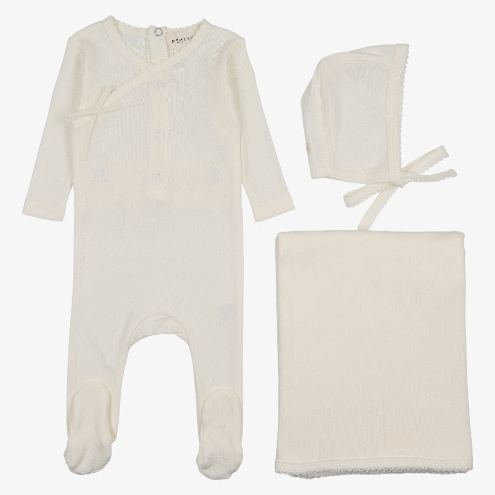 Pointelle Scallop Edge Take Me Home Set - Winter White