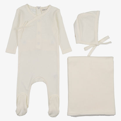 Pointelle Scallop Edge Take Me Home Set - Winter White
