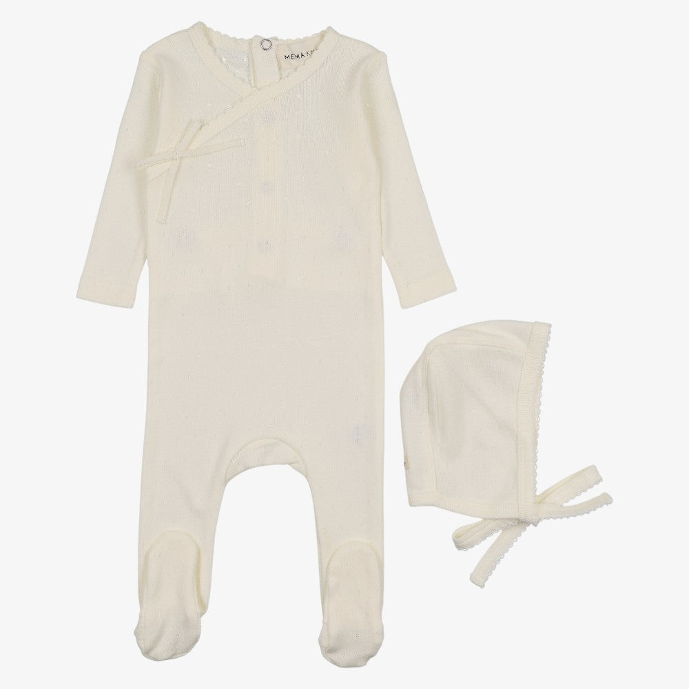 Pointelle Scallop Edge Take Me Home Set - Winter White
