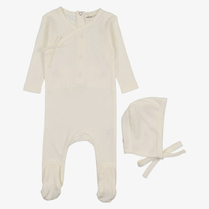 Pointelle Scallop Edge Take Me Home Set - Winter White