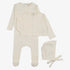 Pointelle Footie And Cardigan And Bonnet - Winter White