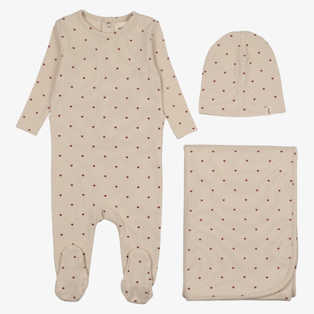 Heart Printed Take Me Home Set - Ecru &amp; Red