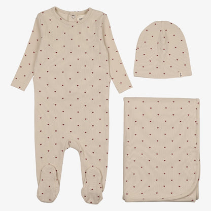 Heart Printed Take Me Home Set - Ecru &amp; Red