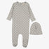 Berry Print Footie And Beanie - Blue