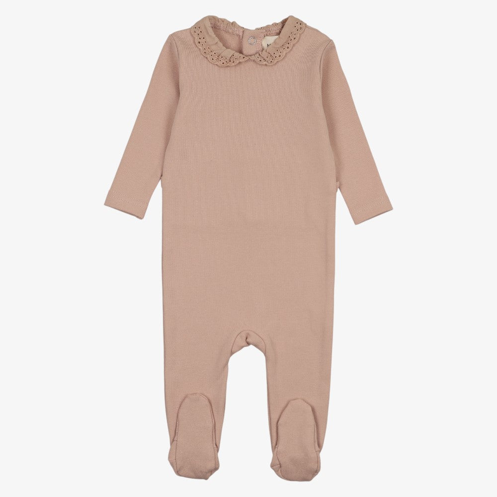 Lace Collar Footie - Light Pink