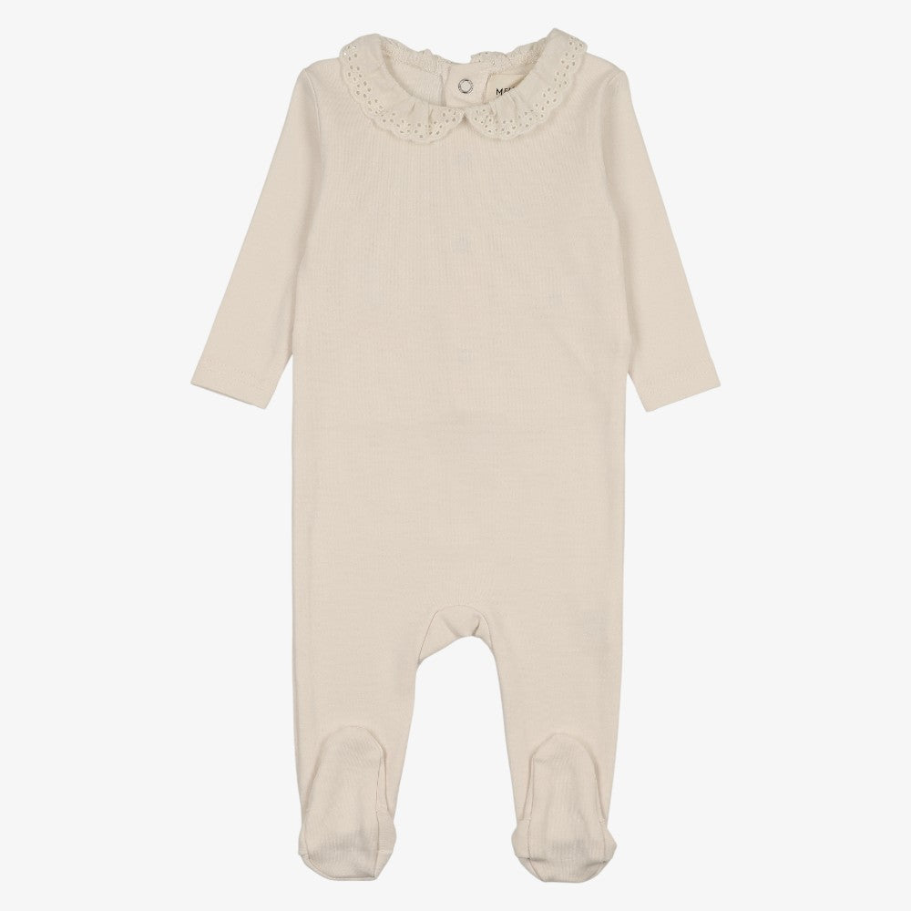 Lace Collar Footie - Winter White