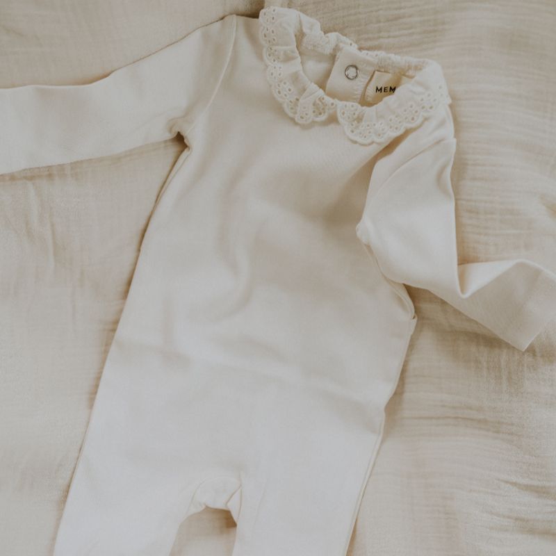 Lace Collar Footie - Winter White