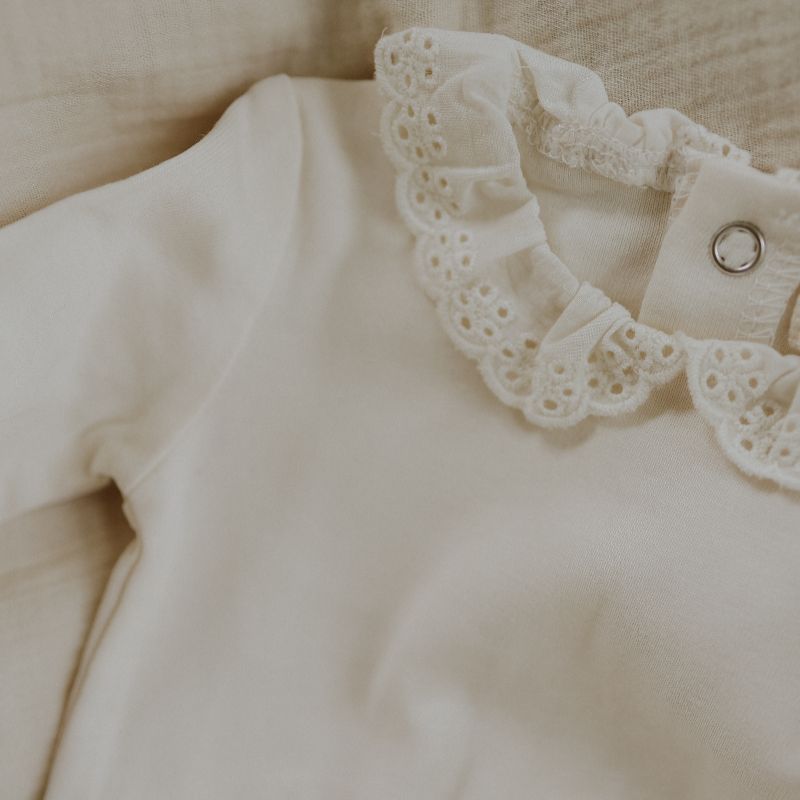 Lace Collar Footie - Winter White