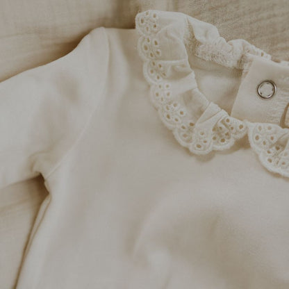 Lace Collar Footie - Winter White