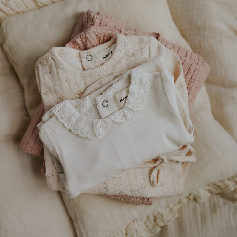 Lace Collar Footie - Winter White