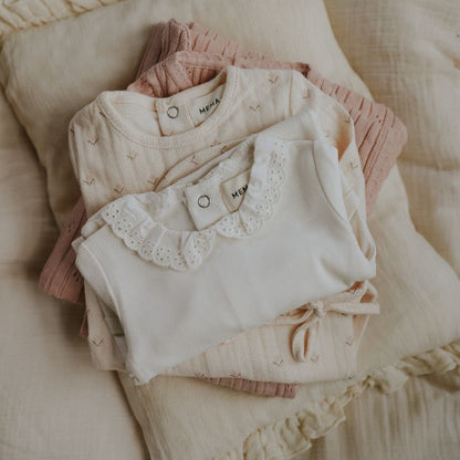 Lace Collar Footie - Winter White
