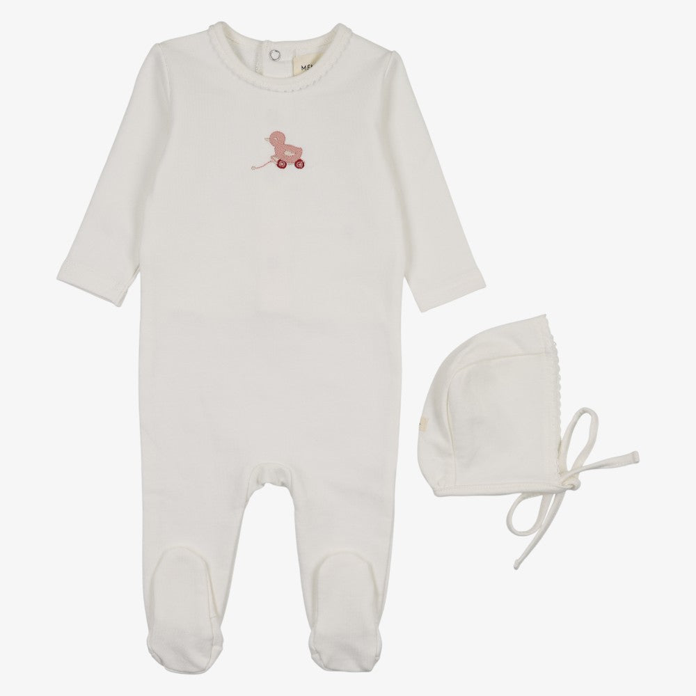 Duck Footie And Beanie - Soft Pink