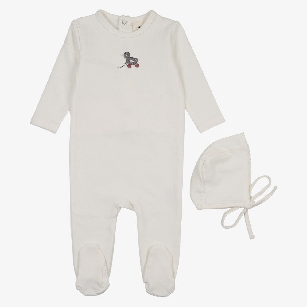 Duck Footie And Beanie - Winter White